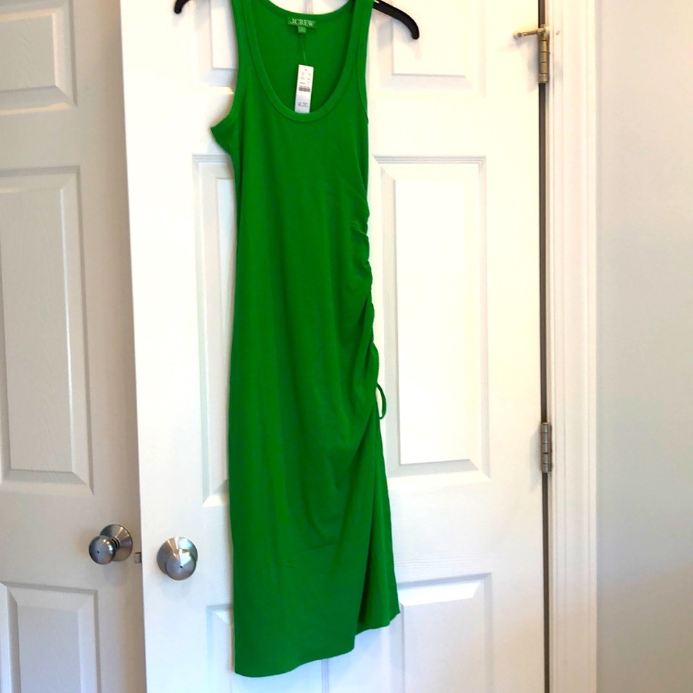 JCrew cotton blend tank dress with side slit and ruching NWT